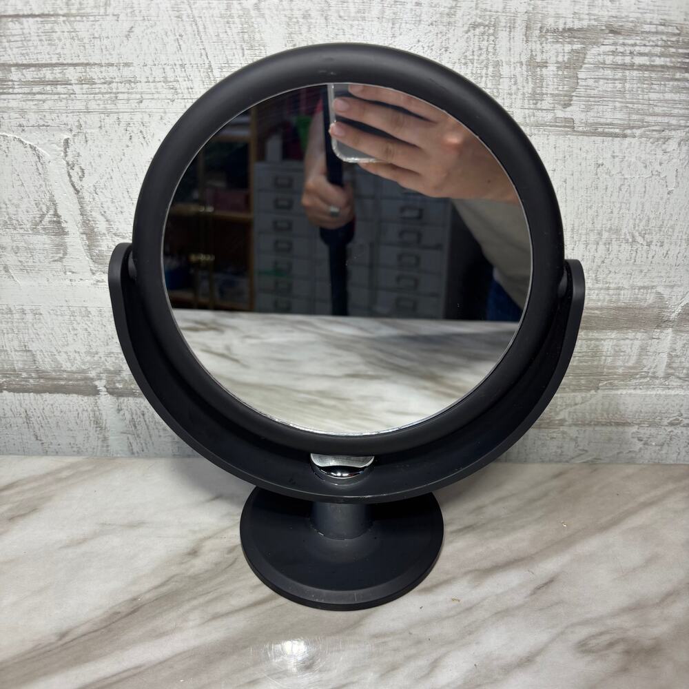 Matte Black Dual-Sided Tabletop Makeup Mirror